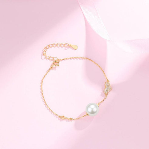 10-11mm Freshwater Pearl with CZ Heart Bracelet - House Of Pearls